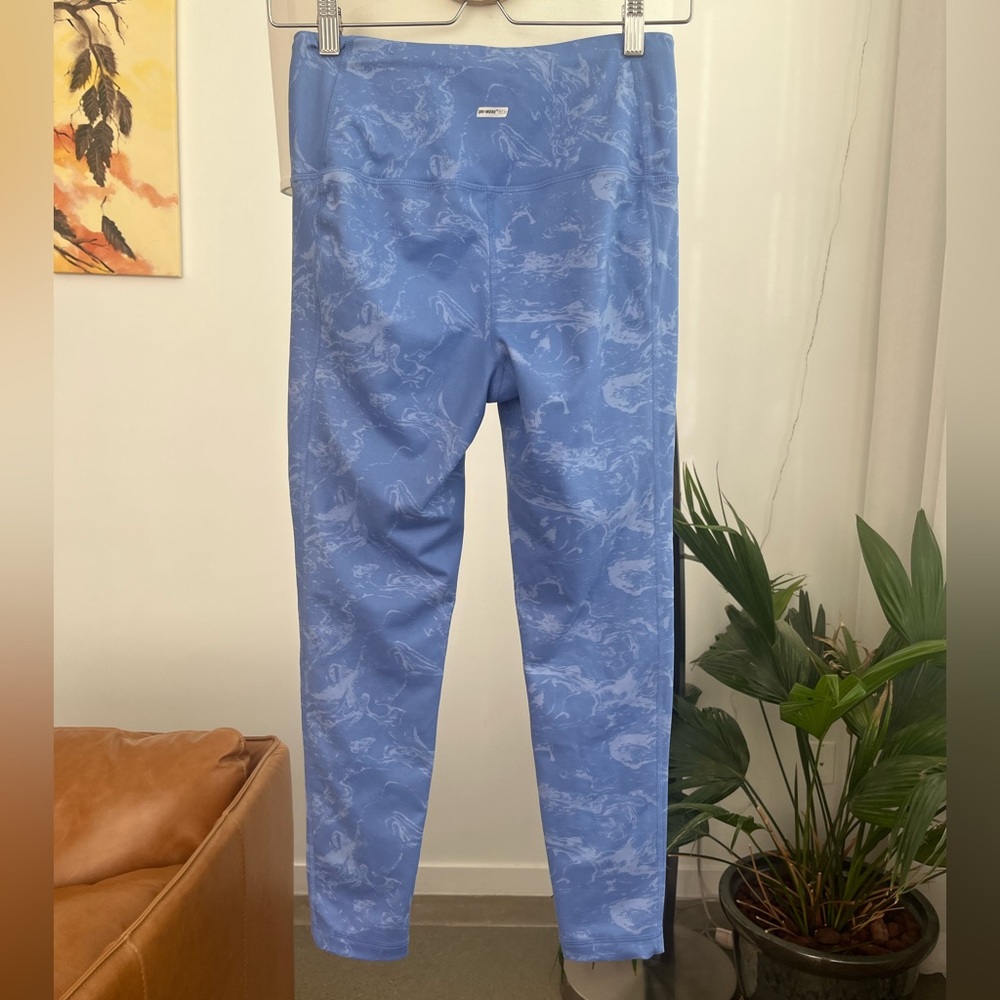Blue Patterned High Rise Workout Tights - Picture 2 of 3